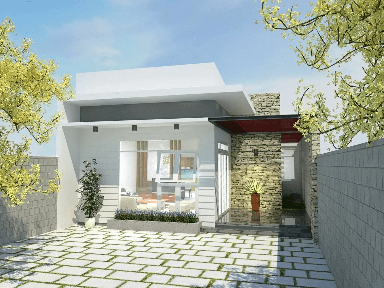 Mẫu nhà cấp 4 đẹp ở nông thôn diện tích 50m2