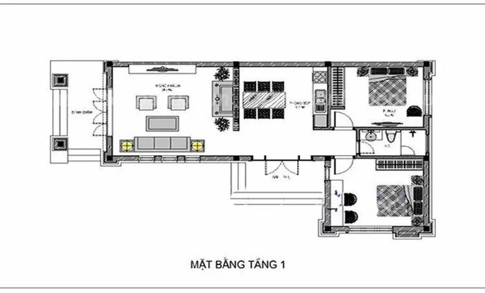 Bản vẽ nhà cấp 4 hình chữ L