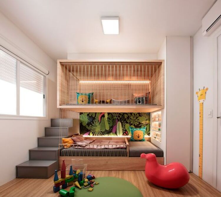 Mẫu phòng ngủ nhà gác lửng cho trẻ em với không gian ấm cúng