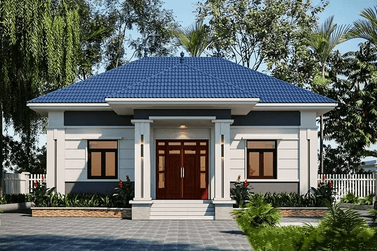 Mẫu nhà cấp 4 mái nhật 3 phòng ngủ 100m2 có lắp đặt tấm thạch cao giá rẻ nhưng đẹp, hiện đại