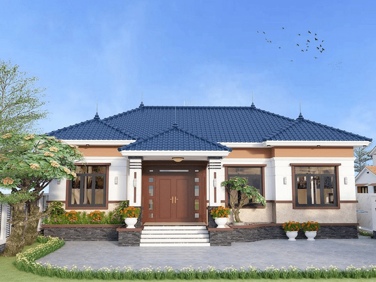 Mẫu nhà cấp 4 mái Nhật 3 phòng ngủ có lắp đặt trần giật cấp được ưa chuộng, phổ biến nhất hiện nay