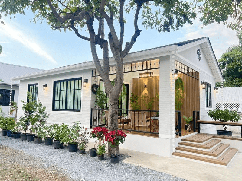 Mẫu nhà cấp 4 mái Thái gác lửng nhà ống
