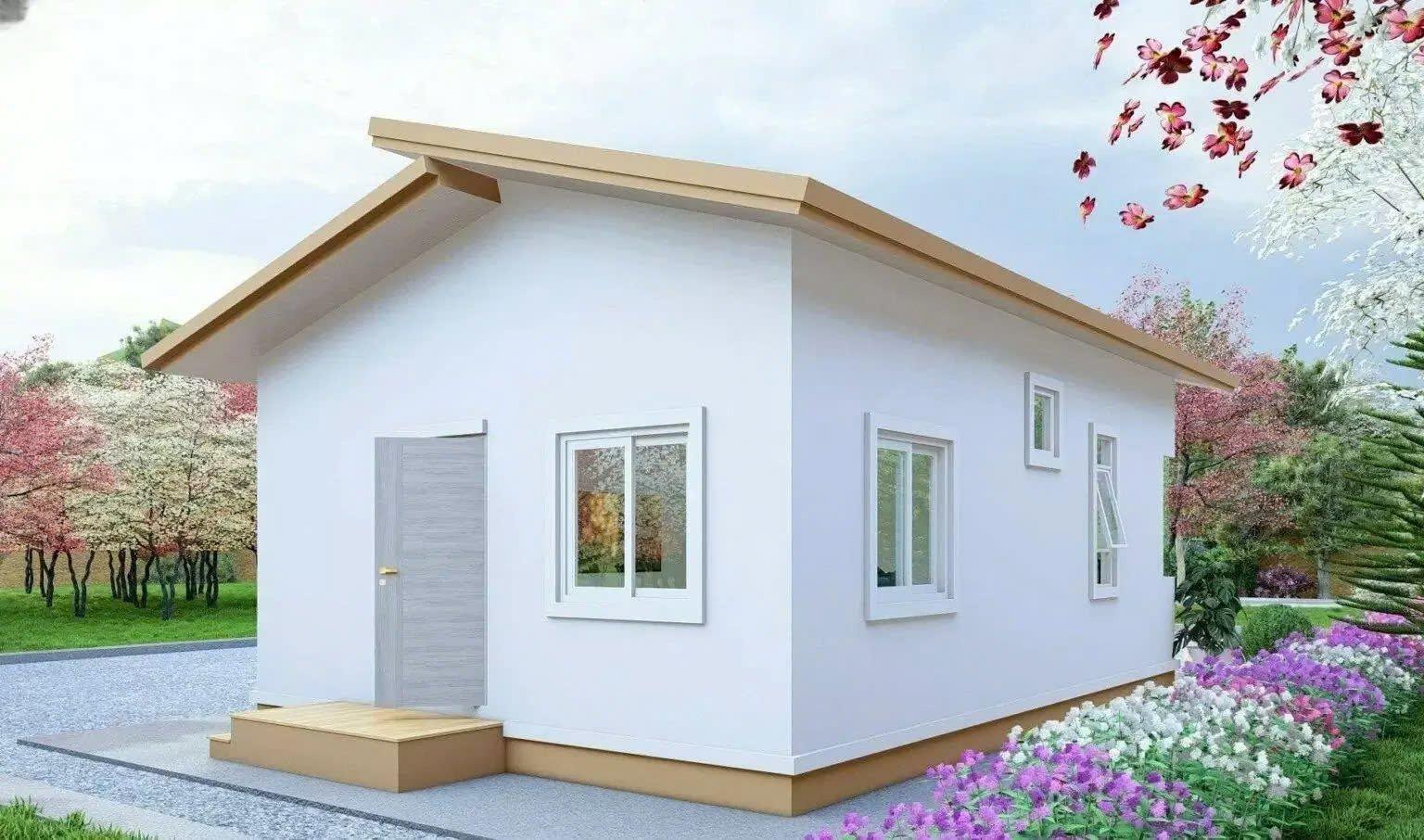 Mẫu nhà cấp 4 nông thôn 250 triệu kiểu tiền chế với khu vườn hoa ấn tượng