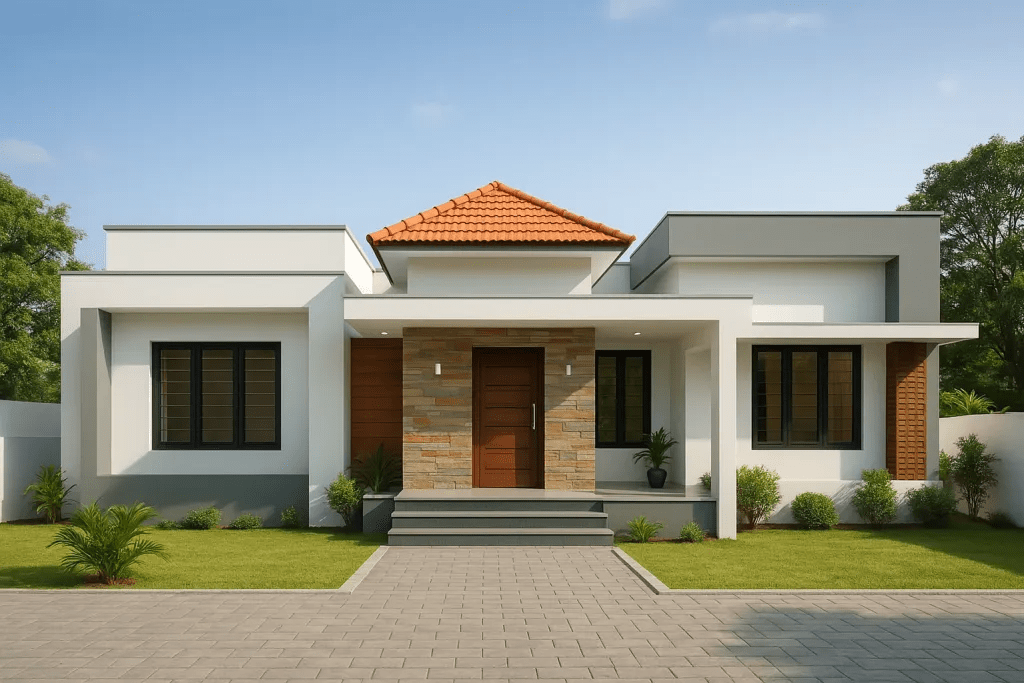 Mẫu nhà cấp 4 nông thôn mái bằng 4 phòng ngủ rộng rãi ở nông thôn