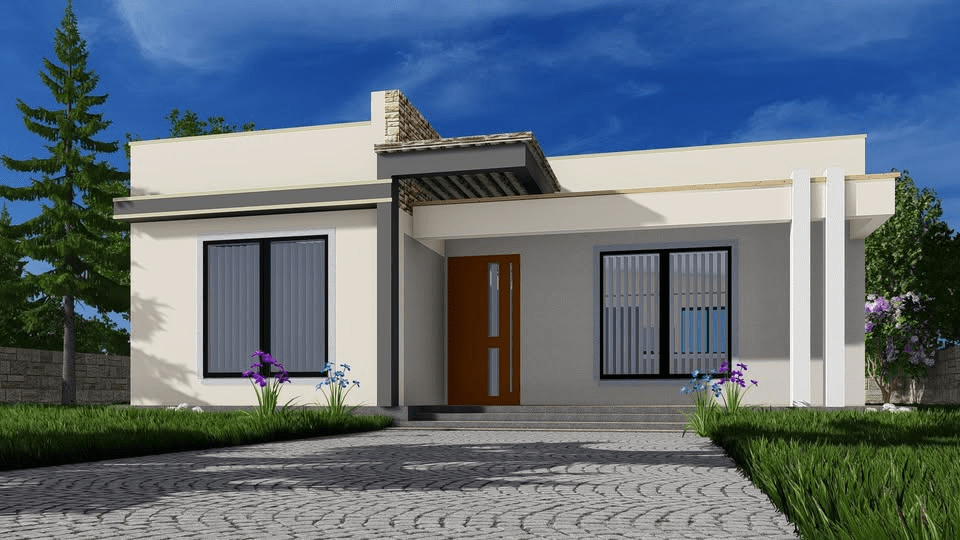 Mẫu nhà cấp 4 nông thôn mái bằng từ 300 - 600 triệu đơn giản