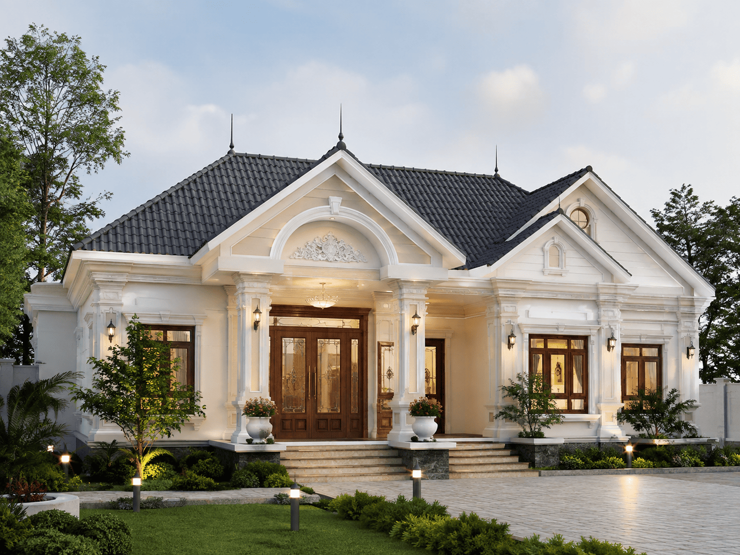 mẫu nhà mái thái tân cổ điển sang trọng