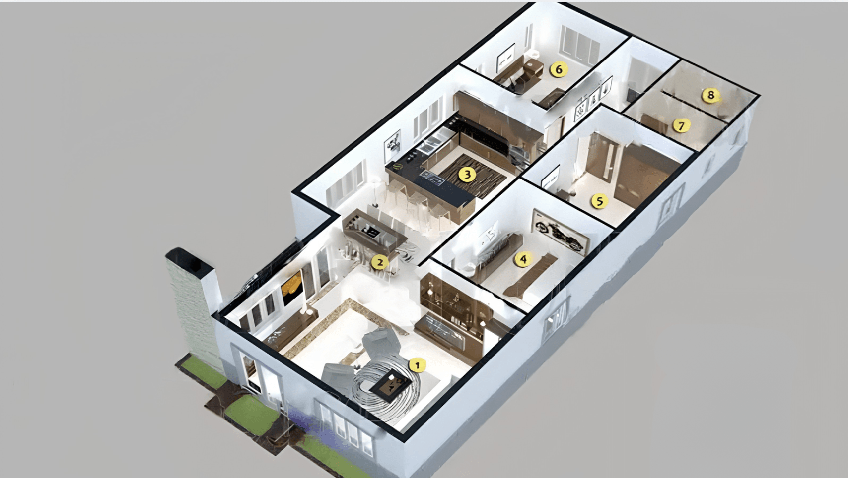Mẫu nhà chữ L cấp 4 100m2 có khu bếp rộng rãi