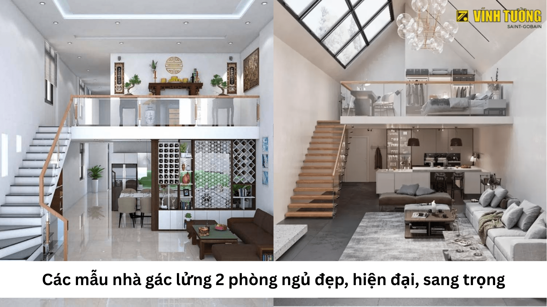 Các mẫu nhà gác lửng 2 phòng ngủ