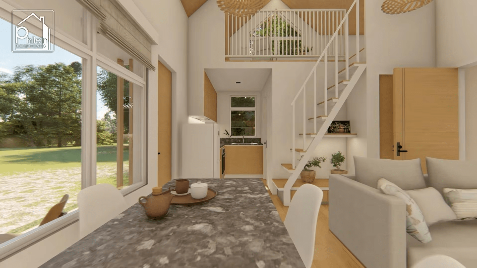 Mẫu nhà gác lửng 5x20m hiện đại, thoáng đãng