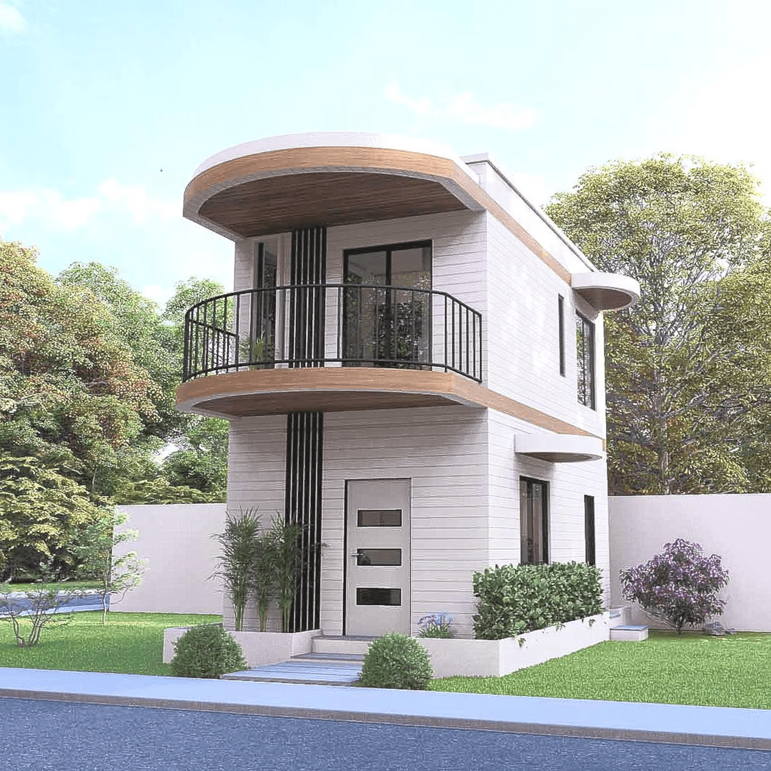 Mẫu nhà lắp ghép nhỏ đẹp kết hợp hiên gỗ thư giãn