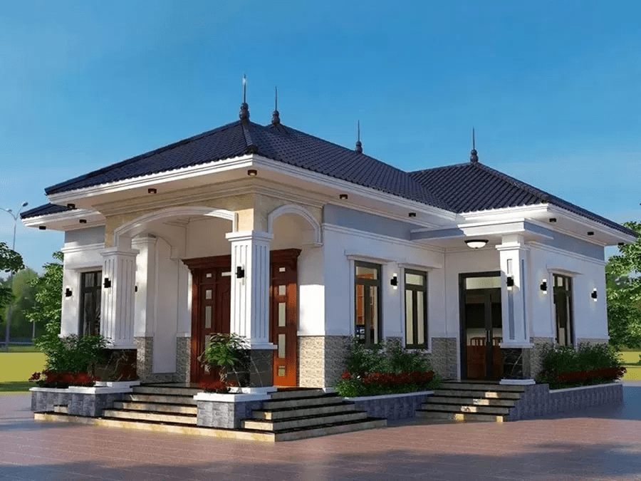 Mẫu nhà mái Nhật 1 tầng 120m2 rộng rãi cho gia đình 3 - 5 người