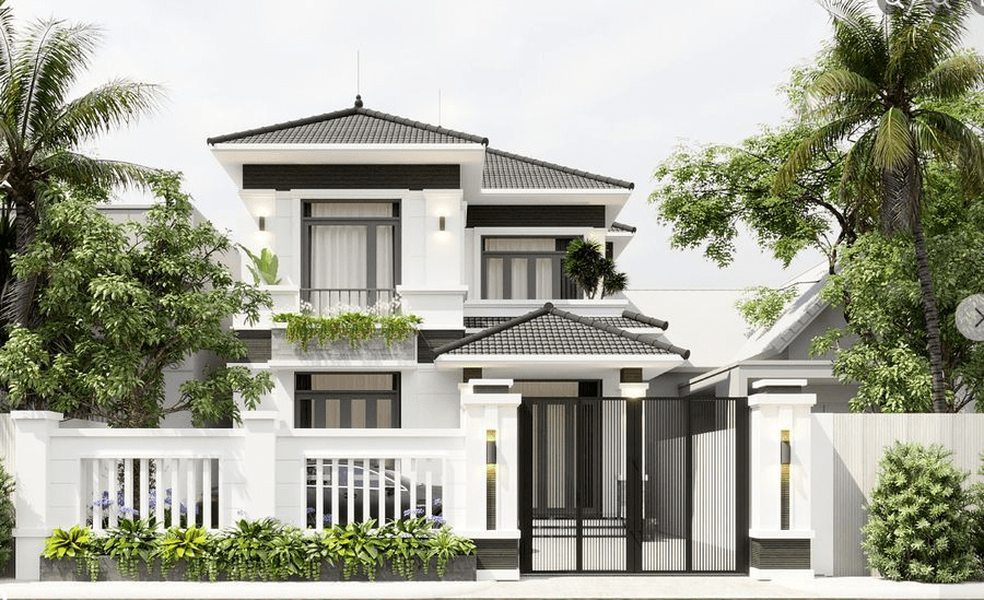 Mẫu nhà mái Nhật 4 phòng ngủ phù hợp với gia đình đông người hoặc nhiều thế hệ