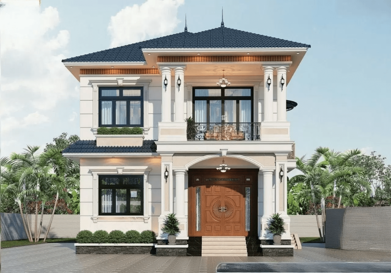 Mẫu nhà mái Nhật phong cách tân cổ điển sang trọng, ấn tượng