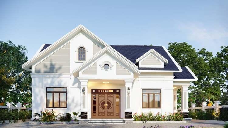 Mẫu nhà mái Thái 1 tầng hiện đại, đơn giản, thiết kế được ưa chuộng hiện nay