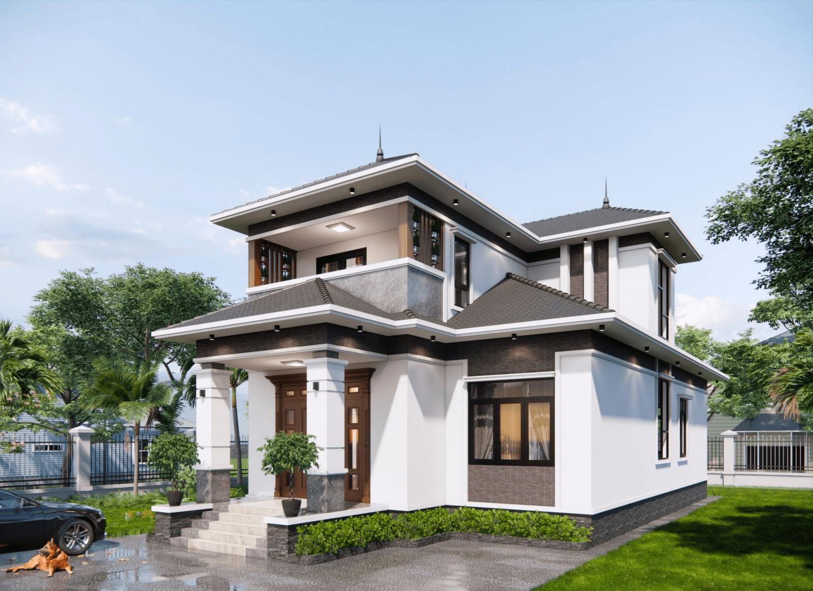 Mẫu nhà mái Thái gác lửng 500 triệu bề thế