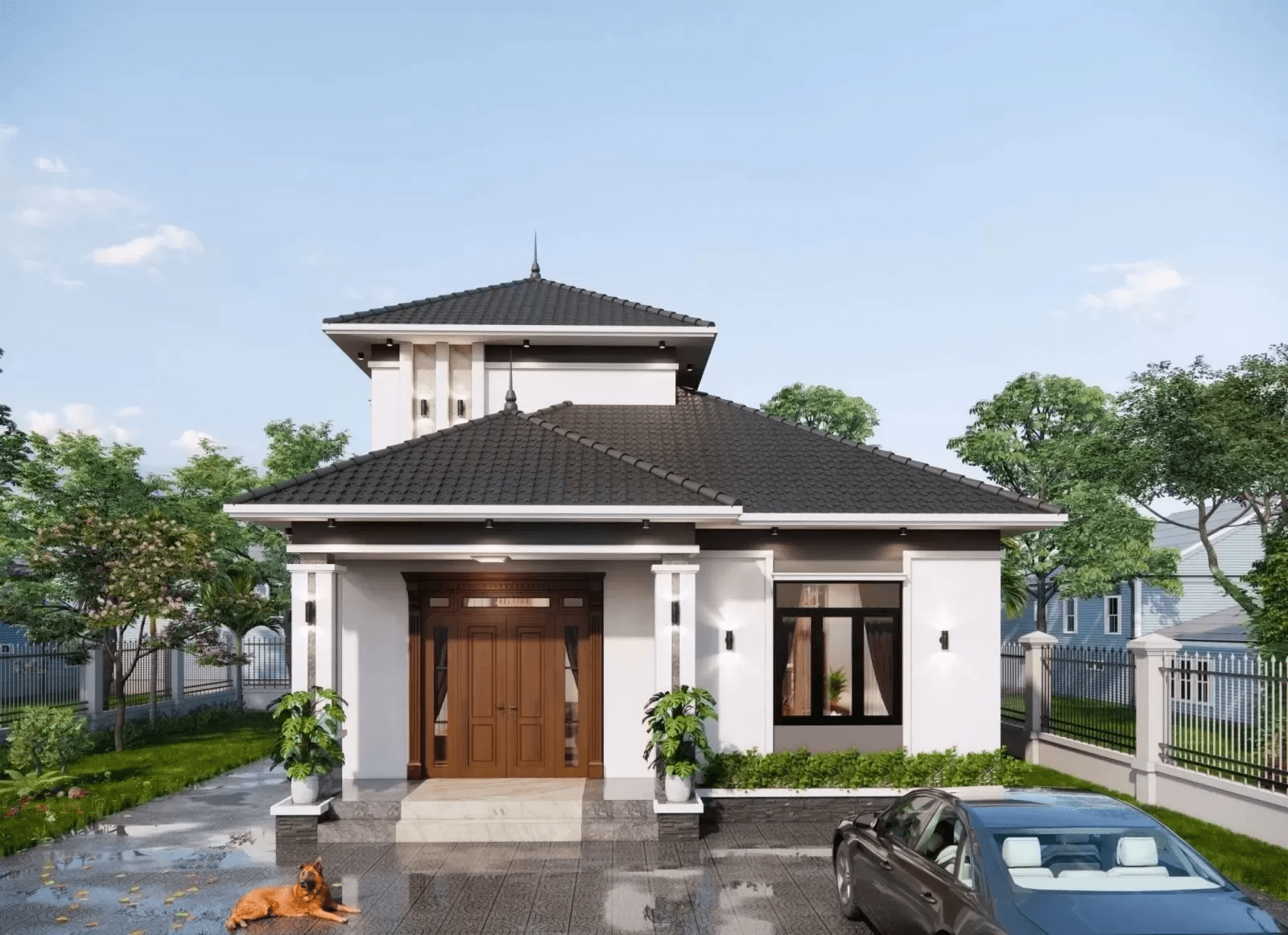 Mẫu nhà mái Thái gác lửng 500 triệu khang trang