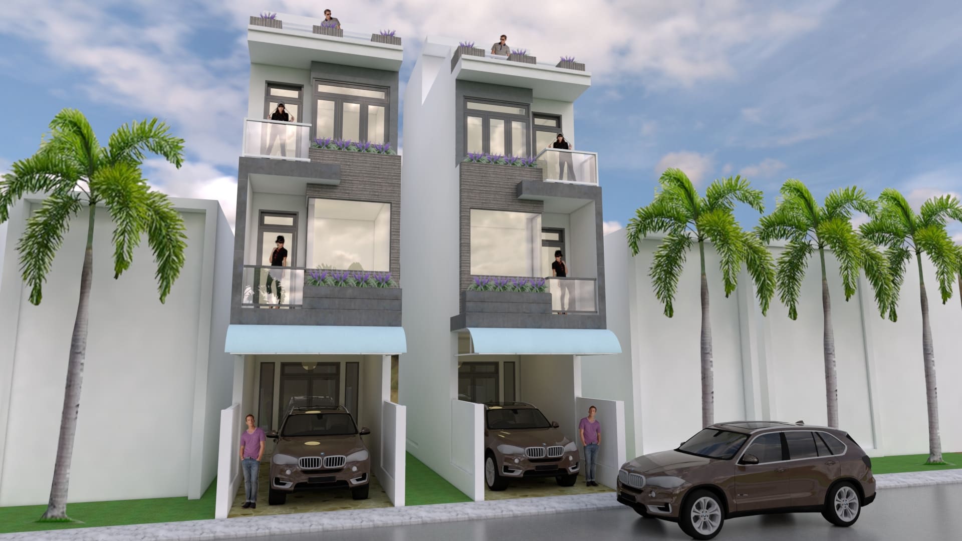 mẫu nhà ống đẹp 3 tầng 4m có chỗ để xe 