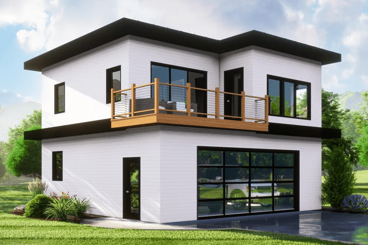 Mẫu nhà tiền chế 2 tầng hiện đại sở hữu kiến trúc hình khối giật cấp đầy phá cách và ấn tượng