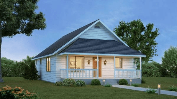 Mẫu nhà tiền chế cấp 4 đơn giản thiết kế không gian mở kết hợp vách kính hiện đại