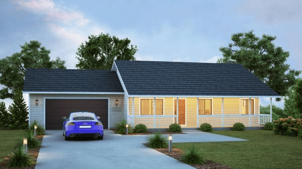 Mẫu nhà tiền chế cấp 4 mái Thái đơn giản, sang trọng theo phong cách cottage kiểu Mỹ