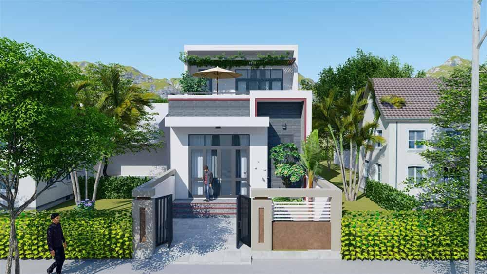 Mẫu nhà vườn cấp 4 có gác lửng đẹp, đơn giản