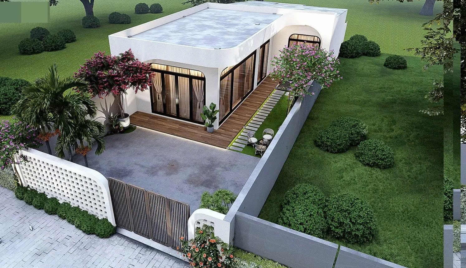 Mẫu nhà villa cấp 4 có sân vườn đẹp, gần gũi thiên nhiên