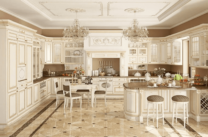 Mẫu thiết kế phòng bếp đẹp với phong cách tân cổ điển