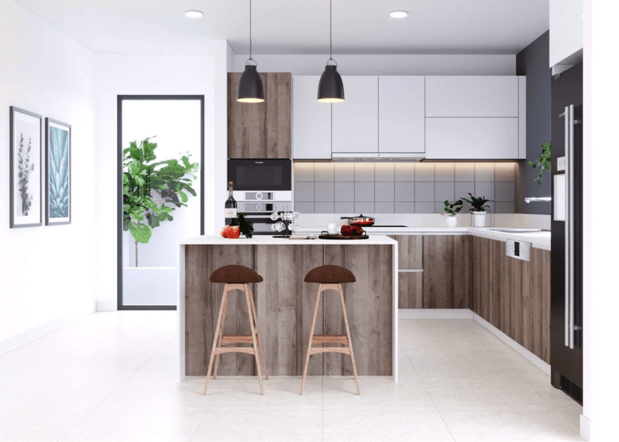 Mẫu phòng bếp nhà ống 5m thiết kế hiện đại