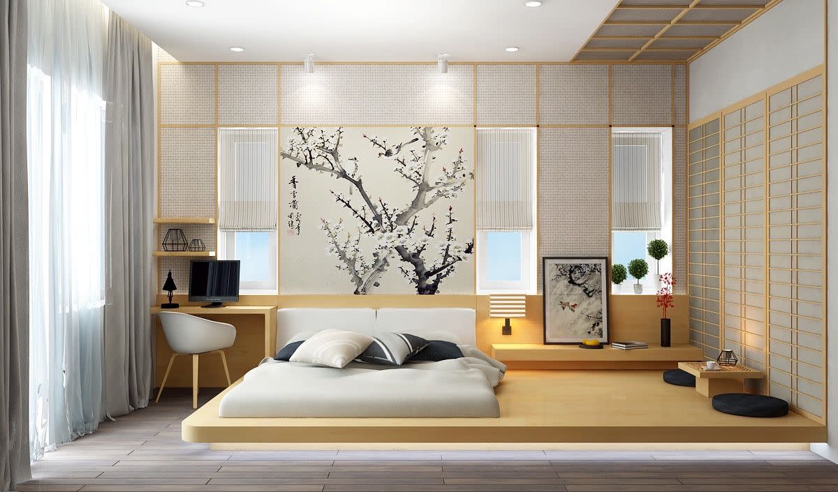 Thiết kế phòng ngủ vợ chồng hướng đến giá trị tinh thần với phong cách tối giản kiểu Nhật 