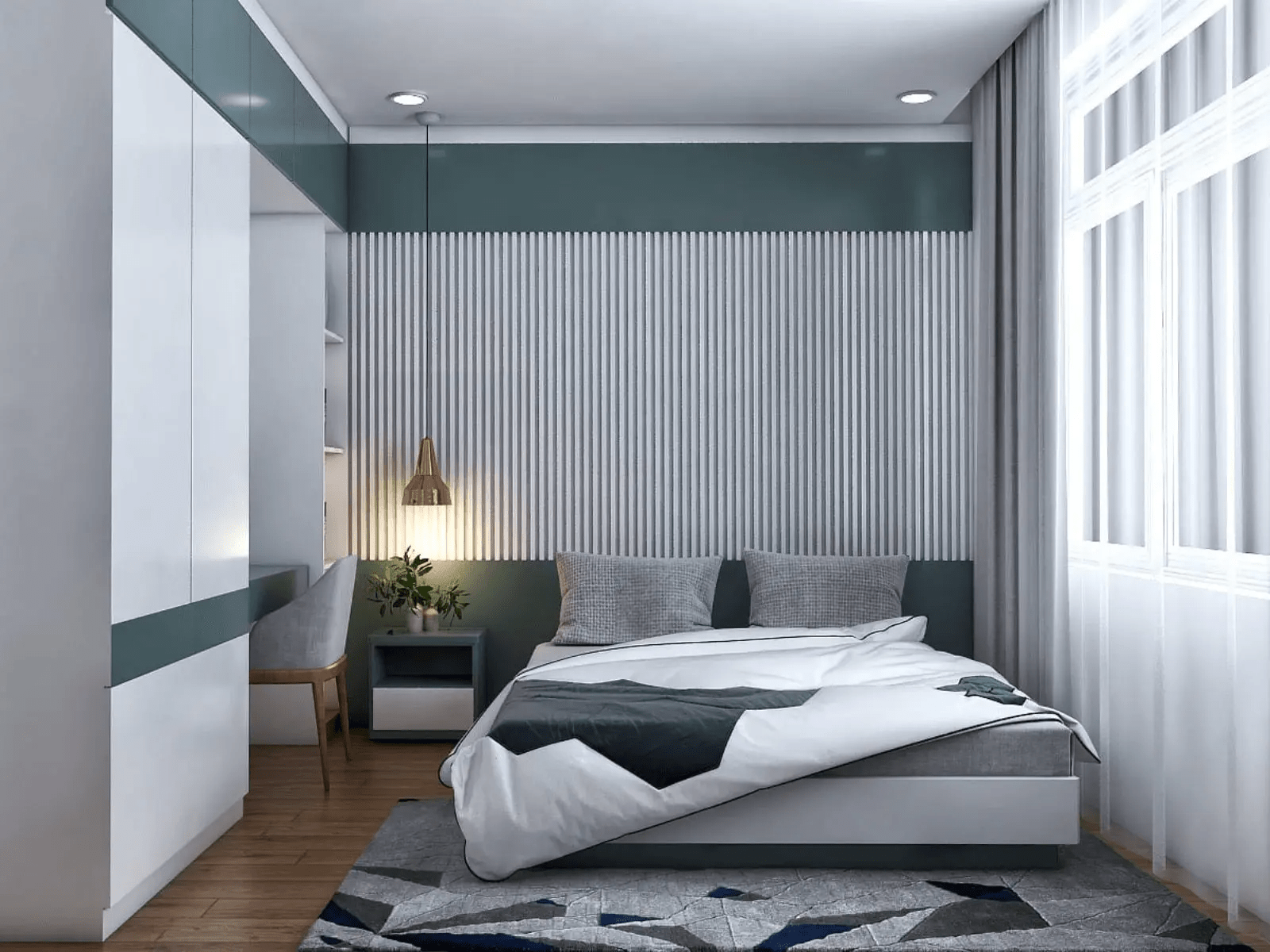 Mẫu phòng ngủ phong cách đơn giản với tone màu sáng