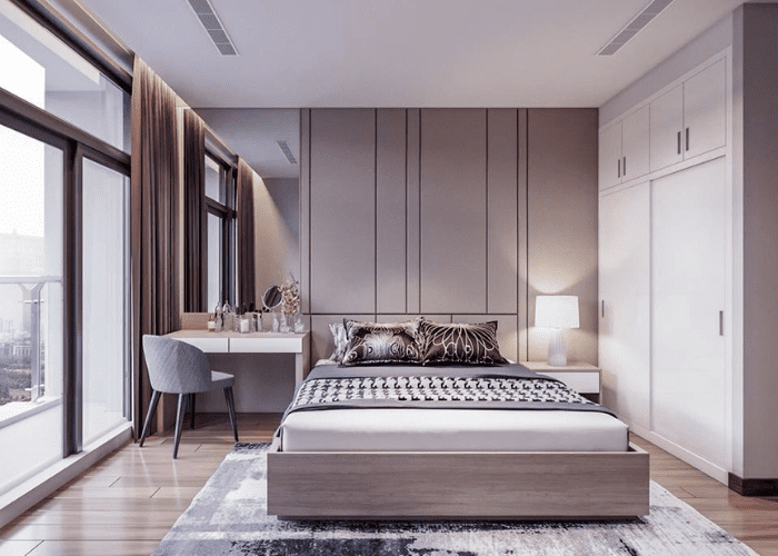 Mẫu thiết kế phòng ngủ master 15m2 thiết kế đơn giản, thông thoáng