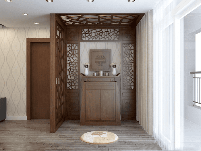 Bàn thờ án gian thờ gỗ đẹp dành cho nhà chung cư 