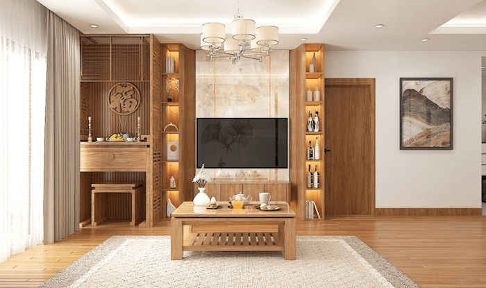 Mẫu phòng thờ tân cổ điển sang trọng, uy nghiêm