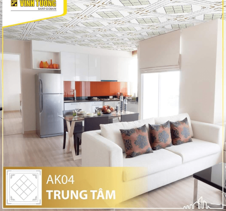 trần thạch cao ánh kim Vĩnh Tường cho phòng bếp