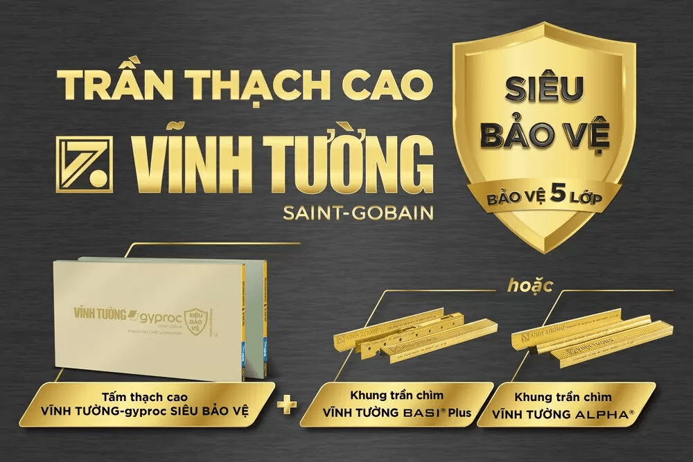 mẫu trần thạch cao phòng khách có quạt trần