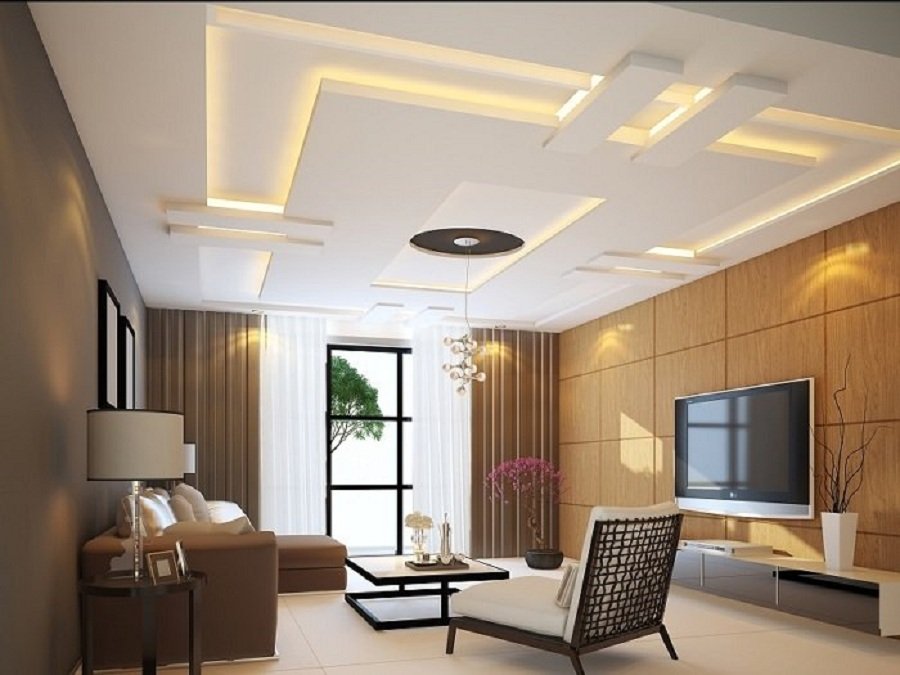 mãu trần thạch cao phòng khách đẹp hiện đại