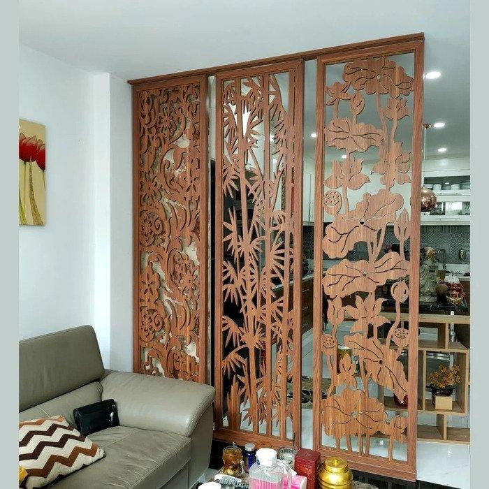 Mẫu vách ngăn khắc họa tiết đẹp, ấn tượng cho phòng khách