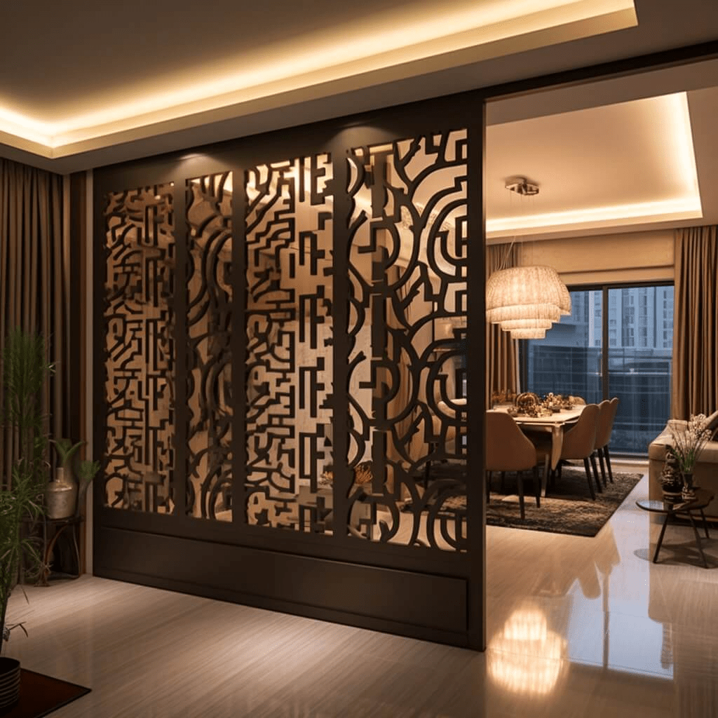 Mẫu vách ngăn phòng khách với phòng thờ cho không gian thêm tĩnh lặng