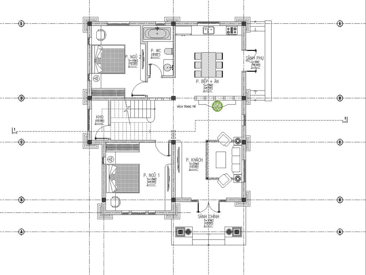 Bản vẽ nhà mái Nhật 2 tầng giá rẻ