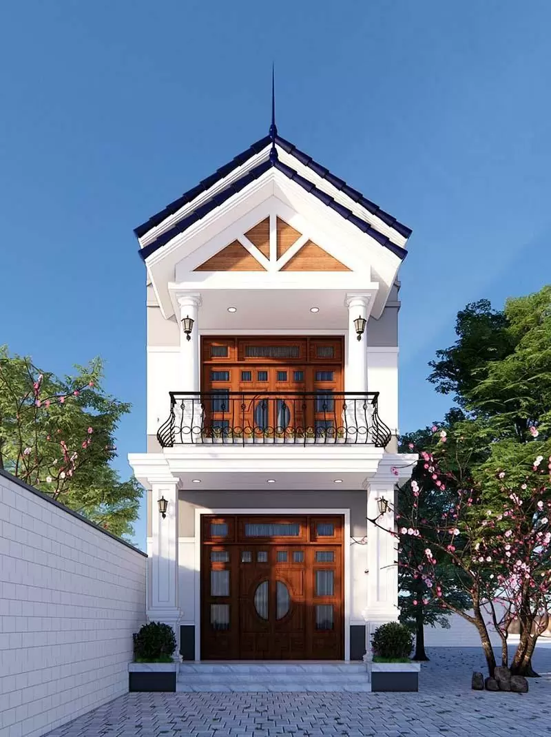 nhà 1 trệt 1 lầu mái thái có ban công 