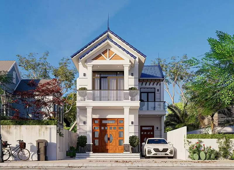nhà 1 trệt 1 lầu mái thái chữ L