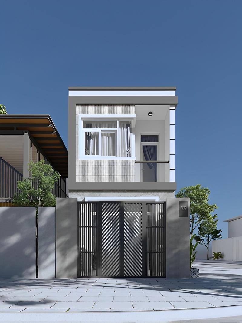 nhà 1 trệt 1 lầu đơn giản 