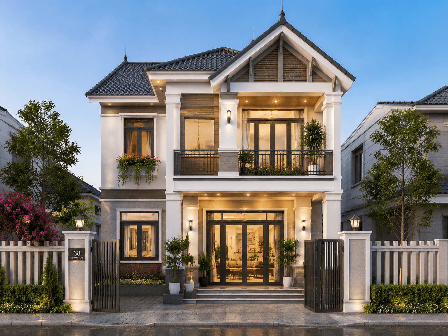 Nhà 2 tầng 60m2 móng băng, mái Thái thường có chi phí xây dựng nhỉnh hơn so với nhà mái bằng