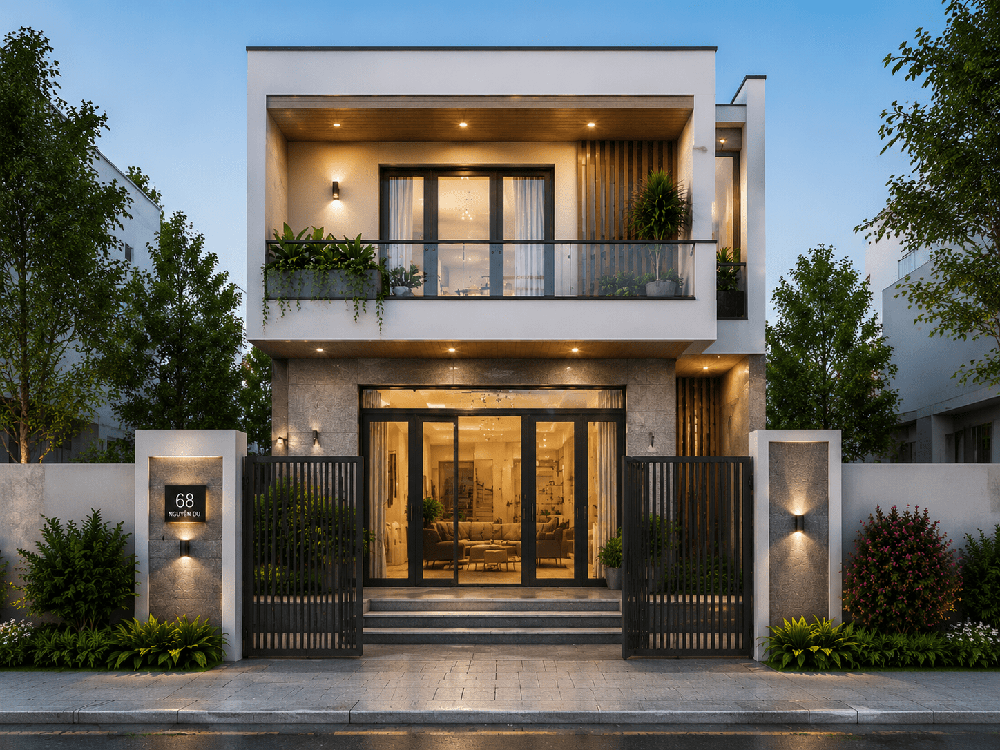Nhà 2 tầng 60m2 móng cọc, mái bằng là lựa chọn phù hợp với chi phí xây dựng hợp lý