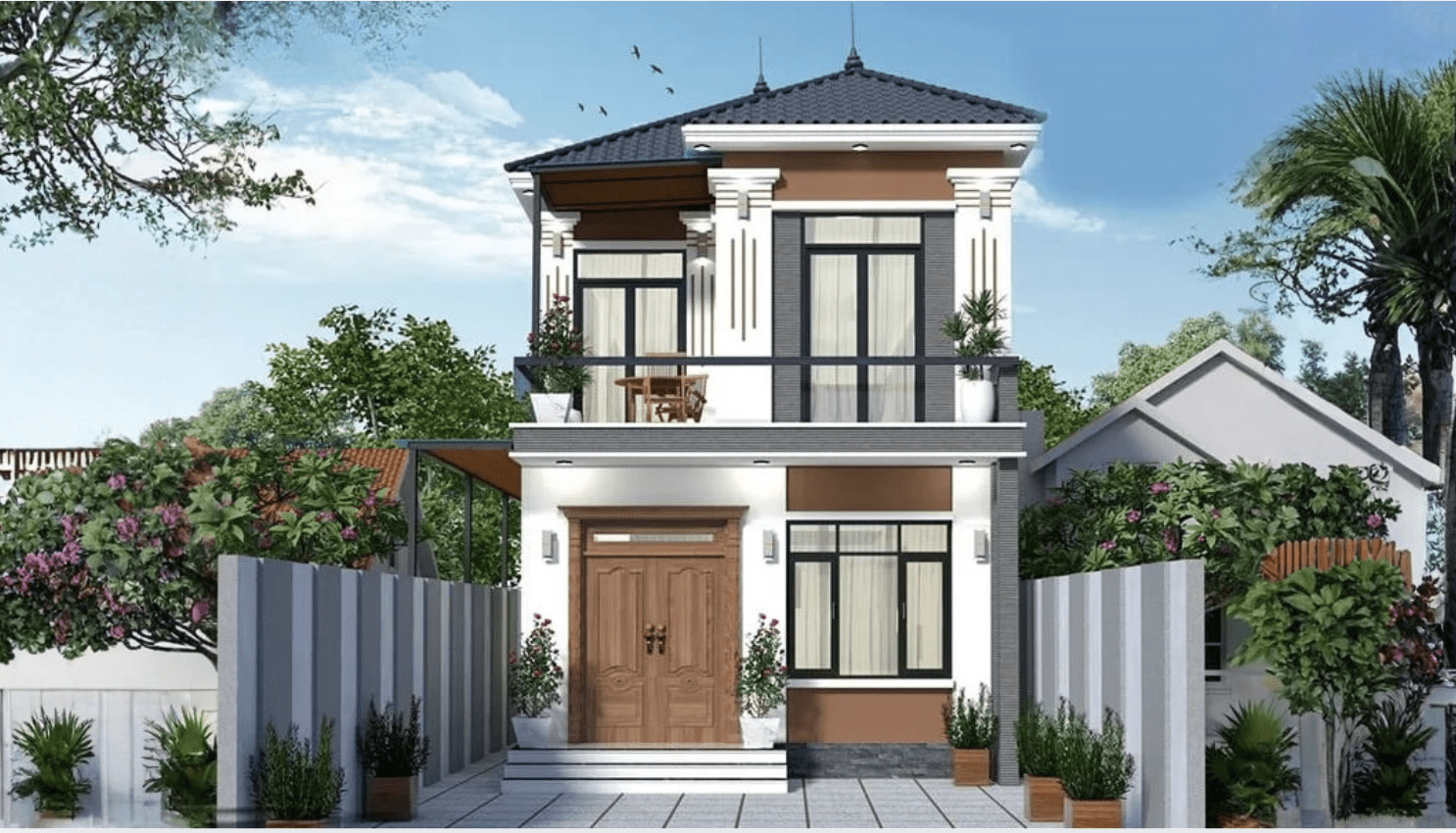Nhà 2 tầng 6x15m móng cọc mái Thái