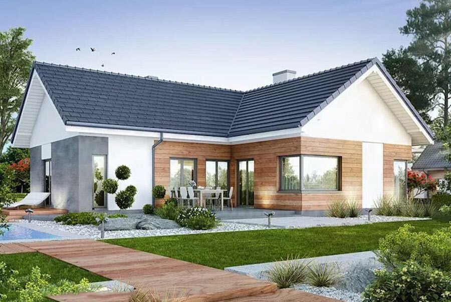 nhà cấp 4 chữ L 100m2 ở nông thôn