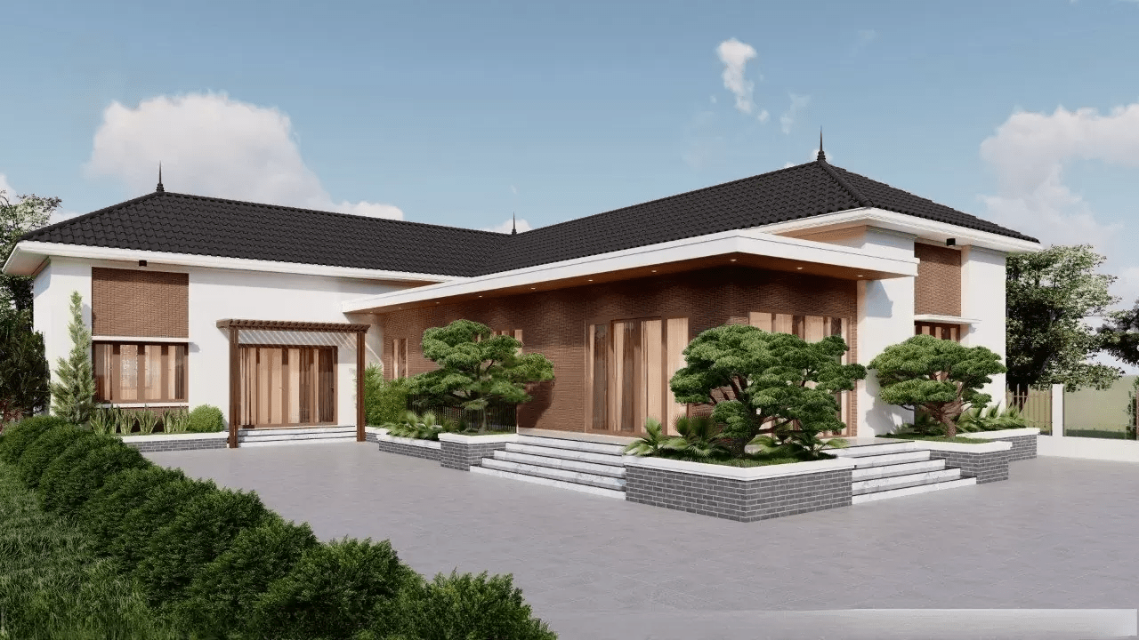 Nhà cấp 4 chữ L mái Nhật giúp tối ưu không gian cho ngôi nhà