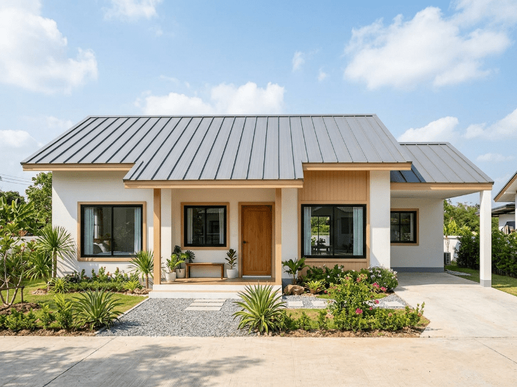 Nhà cấp 4 đẹp hiện đại kết hợp hiên gỗ tinh tế, giá 300 triệu