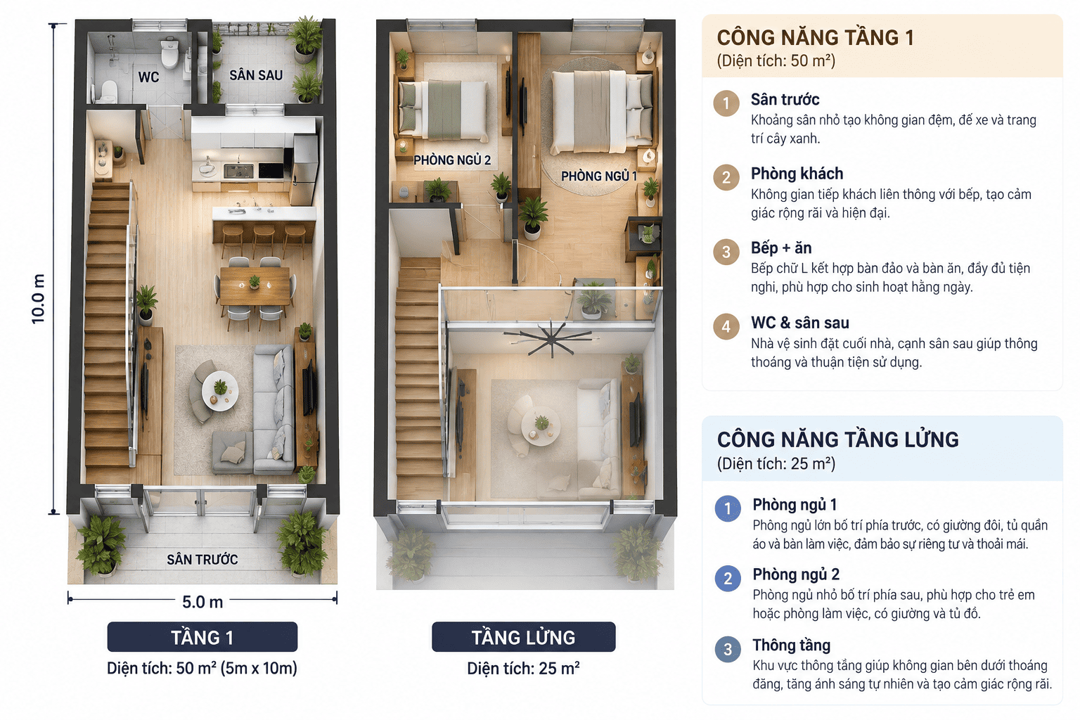 Bản vẽ công năng nhà cấp 4 gác lửng hiện đại