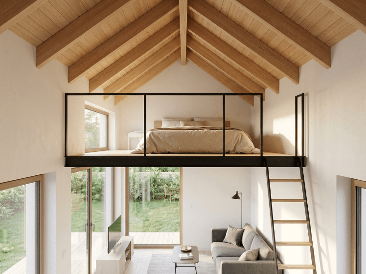 Nhà cấp 4 gác lửng phong cách tối giản, trẻ trung